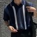 Men's Clothing Striped Lapel Polo Shirt Design Niche Men's Loose Sweater T Shirt_viptrois.com