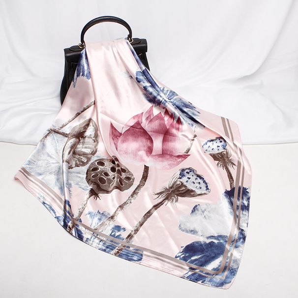 Muslim Headscarf Women's Silk Imitated Large Square Gift Print Color Ding Scarf_viptrois.com