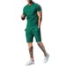 Spring And Autumn New Round Neck Shirt Short Sleeve Shorts Side Stripe Casual Fashion Men's 2 Piece Set_viptrois.com