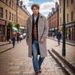 Men's Clothing woolen coat fashion trend mid length woolen twill plaid coat_viptrois.com