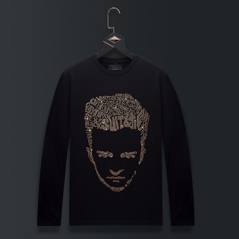 Men's Clothing Hot Diamond Head Handsome Modal Thin Slim Men's Bottoming Shirt_viptrois.com