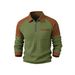 New Men's Waffle Knit Polo Shirt With Half-zip Collar For Cross-border European And American Foreign Trade,_viptrois.com