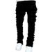New Men's Street Fashion Ins Elastic Patch Denim Straight Leg Pants_viptrois.com