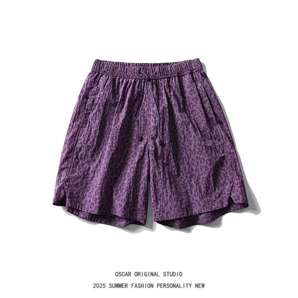 Trendy Retro Leopard Print Beach Quick-dry Plu-ize Uniex Hort, Men' American-tyle Outdoor Functional Port_viptrois.com