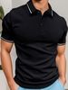 Men's Clothing Men's T Shirt Casual Button Short Sleeved Jacquard Collar Polo Shirt Business Lapel Shirt_viptrois.com