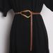 Women's thin belt genuine leather new horseshoe buckle versatile Korean decorative suit coat sweater dress fashionable and simple_viptrois.com