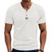Men's Short-sleeved T-shirt Casual Sports Jacquard Pit Stripes Quick-drying Breathable Henley Shirt Short-sleeved Tops_viptrois.com