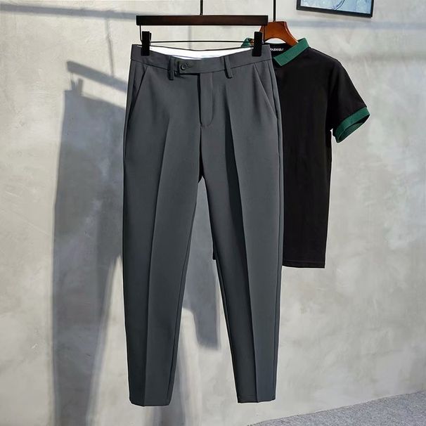 Men's Clothing Autumn Men's Nine Point Suit Pants Straight Loose Anti Wrinkle Casual Pants Business Drape Slim Fit Pencil Pants Men_viptrois.com