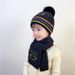 Baby hat scarf two-piece boys and girls Autumn and winter woolen hat children's thick warm knit hat_viptrois.com
