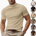 Summer New Men's Casual T-Shirt Fashion Half High Collar Slim Fit Solid Color Base Shirt Trend_viptrois.com