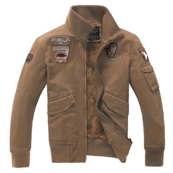 Winter Men's Jacket Fleece Thickened Air Force One Plus Size Jacket Men's Embroidered Badge Jacket Tooling Jacket_viptrois.com
