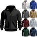 "Men's Fleece-Lined Zip-Up Hoodie - Warm Winter Sweatshirt With Multiple Pockets, Relaxed Fit Cardigan Jacket For Casual Wear"_viptrois.com