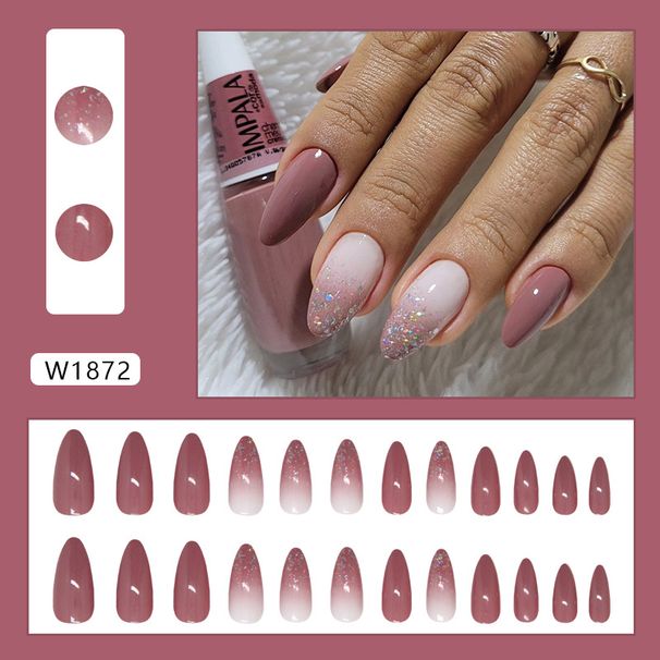 Beauty & Health Purple Fine Flash Gradient Gentle Retro All Match White Ins Style Almond Nail Art Nail Piece 24 Pieces_viptrois.com