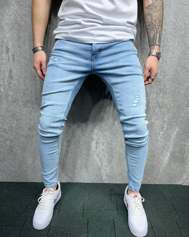 2021 Foreign Trade European And American New Casual Ripped Slim Fit Skinny Men's Jeans Wholesale_viptrois.com