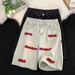 Men's High Street Embroidered Denim Shorts Summer Style American Retro Trend Loose Wide Leg Five Point Trend Cool And Stylish_viptrois.com