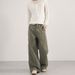 Deconstructed Vintage Washed Cotton Pants – Relaxed Straight-Leg Drop-Crotch Trousers With Pleated Details (Brown/Olive Green, Unisex Y2K Streetwear)_viptrois.com