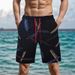 Men's Tropical Flamingo & Geometric Print Shorts – Lightweight Quick-Dry Summer Beach Pants With 3d Digital Design (Extended Sizes, Stretch Fit)_viptrois.com