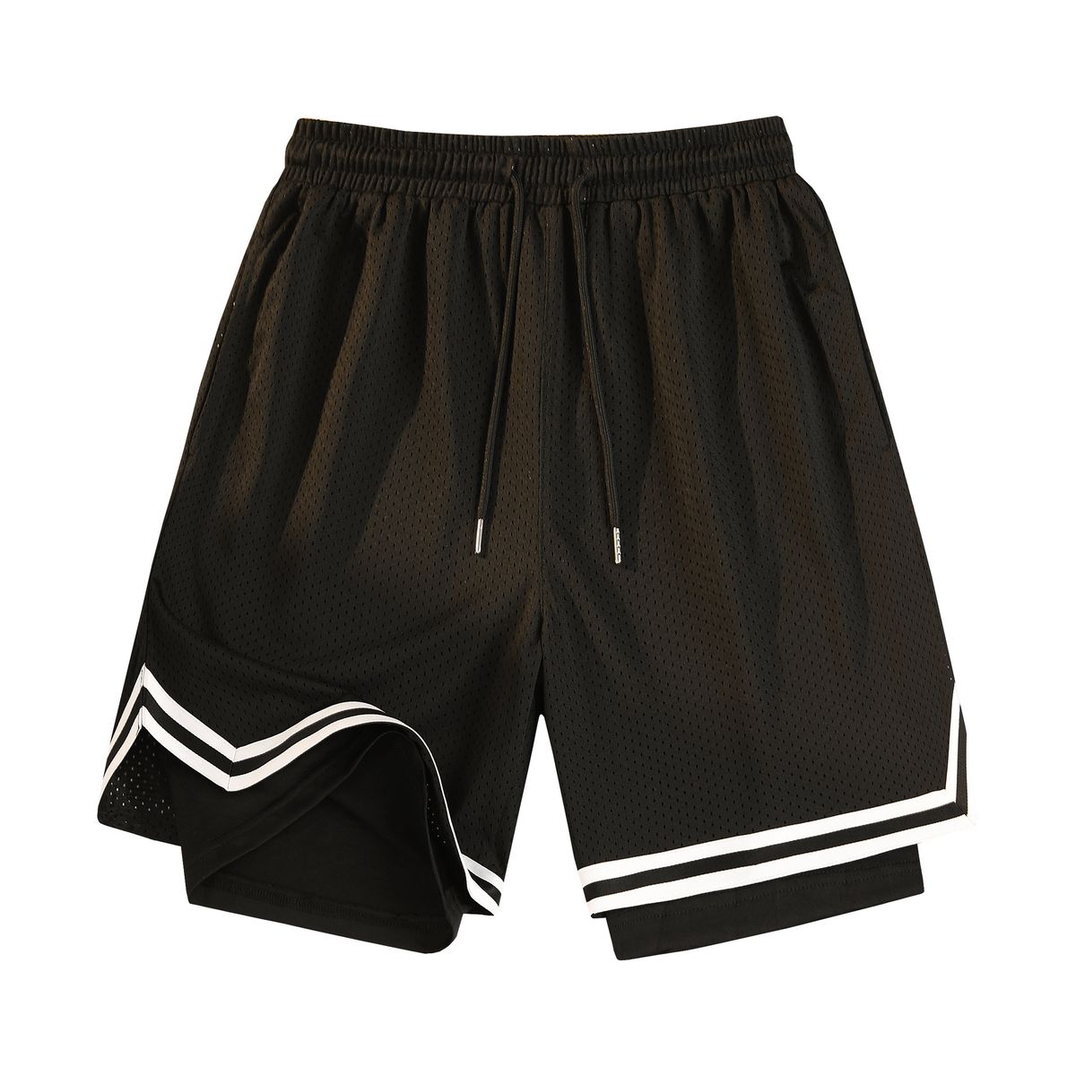 Men's Clothing New Gradient Fake Two Piece Ice Silk Mesh Basketball Fitness Shorts Men's Summer Thin American Style Quick Drying Breathable_viptrois.com