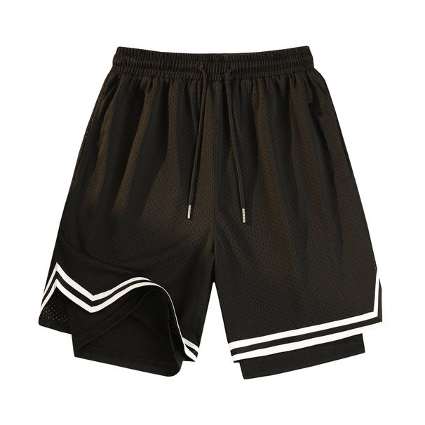 Men's Clothing New Gradient Fake Two Piece Ice Silk Mesh Basketball Fitness Shorts Men's Summer Thin American Style Quick Drying Breathable_viptrois.com