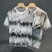 Summer New Creative Personalized Ink Rendering Round Neck T-shirt Fashion Trend Versatile Casual Loose Short Sleeves_viptrois.com