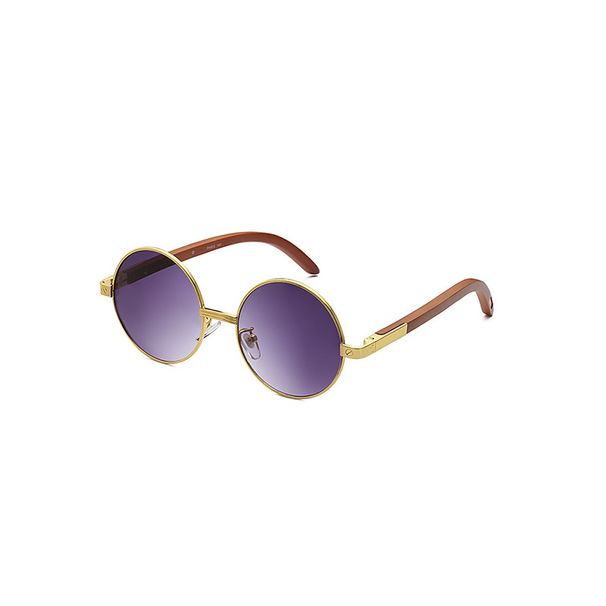 New Style Sun Men's Fashion The Same Style Round Frame Wood Grain Sunglasses Men's Trendy Original Wood Optical Frame Frame_viptrois.com