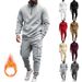 Men's Fleece-Lined Quarter-Zip Sweatshirt Set - Slim Fit Thermal Jogger Outfit For Fall & Winter_viptrois.com
