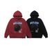 American Style Black Portrait Print Hoodie, Loose Fit Trendy High Street Hooded Sweatshirt_viptrois.com