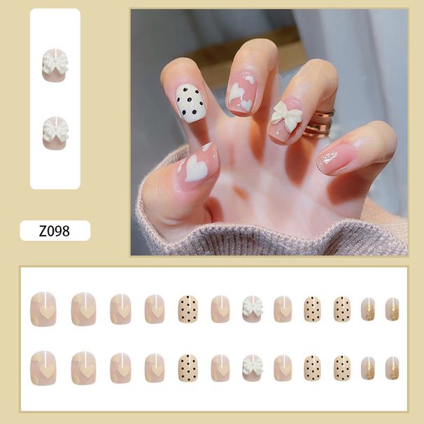 Beauty Health Removable Finished Manicure Pieces Manicure Pieces Finished Bowknot Manicure Nail Wear Nail Night Market Nail Pieces_viptrois.com