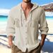 Men's Casual Hooded Cardigan – Long Sleeve Cotton-Linen Blend, Loose Fit For Everyday Wear_viptrois.com