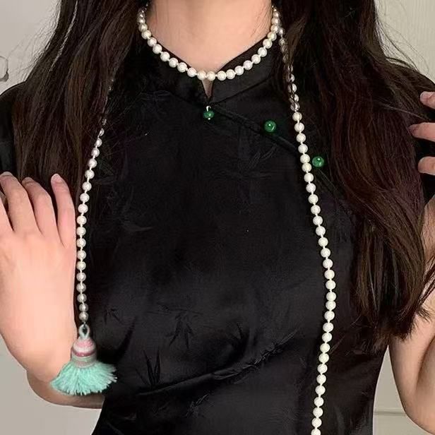 Pearl & Wheat Ear Waist Chain - Beaded Tassel Necklace For Women, Multi-Layer Fashion Jewelry, Trendy & Elegant_viptrois.com