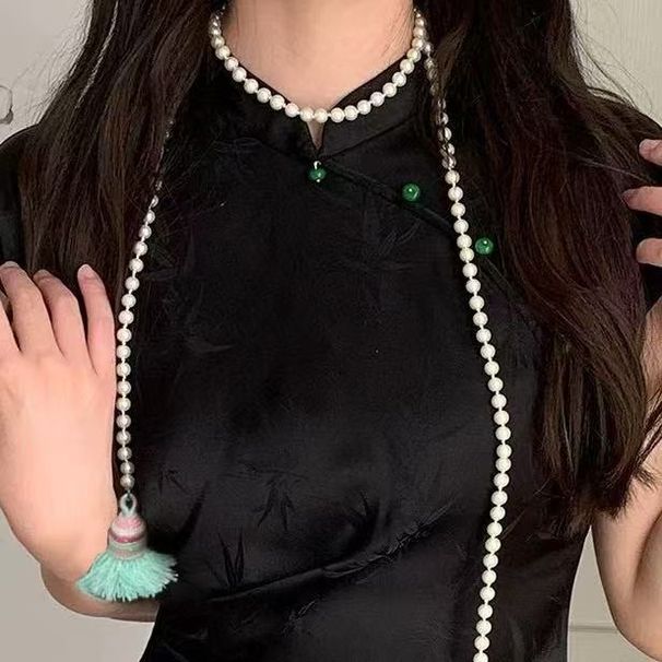 Pearl & Wheat Ear Waist Chain - Beaded Tassel Necklace For Women, Multi-Layer Fashion Jewelry, Trendy & Elegant_viptrois.com