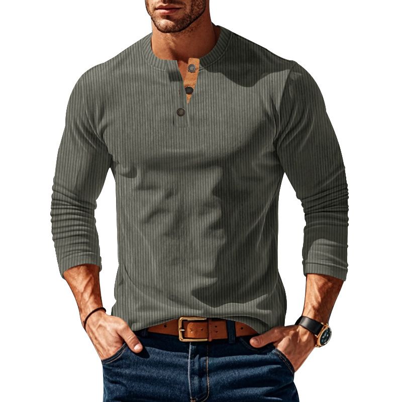 Men's Corduroy Button-Up Sweatshirt – Vintage-Inspired Long Sleeve Shirt For Casual & Layered Looks_viptrois.com