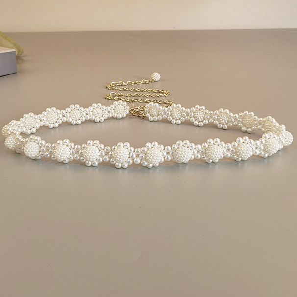 Pearl Strand - Braided Beaded Waist Chain (Summer Body Jewelry, Pearl & Chain Skirt Accessory, Women's Fashion Belt)_viptrois.com