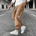 Men's Fashion Cargo Joggers With Multiple Pockets Loose Fit Breathable Drawstring Cuffed Long Pants_viptrois.com