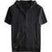 Men's Summer Short Sleeve T-Shirt Hooded Cardigan Loose plus Size Half Sleeve Breathable Quick Drying Thin High End Hoodie_viptrois.com