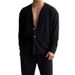 Men's Clothing thin solid color sexy deep v cardigan knitted sweater shirt casual fashion suit two piece suit men_viptrois.com