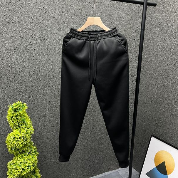 Autumn Light Gray Fleece Lined Sweatpants Men's Trendy Sports Casual Slim Fit Trousers Men's Tapered Long Trousers Trendy_viptrois.com