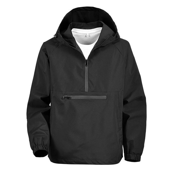 Men's Windproof Hooded Work Jacket - Casual Streetwear Zip-Up Coat For Autumn (2025 New Style)_viptrois.com