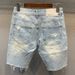 Men's Clothing Ripped Denim Shorts Light Color Shorts Trendy Loose Raw Edge Mid Length Pants Breeches Beggar Pants_viptrois.com
