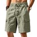 Men's Summer Linen Casual Work Shorts Breathable Loose Multi Pocket Style Cotton And Linen Work Pants_viptrois.com