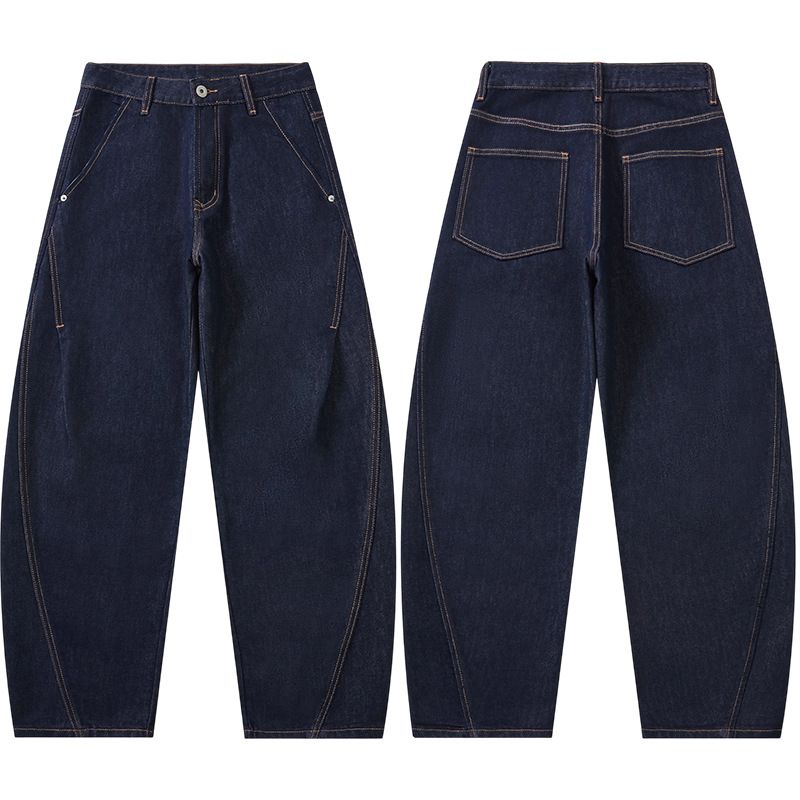 Men's Clothing New American Style Cleanfit Loose Straight Leg Casual Jeans Men's Retro Curved Blade Pants_viptrois.com