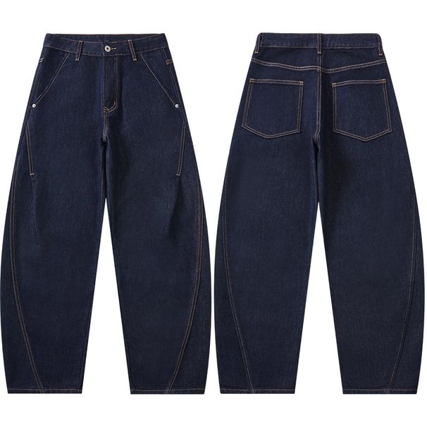 Men's Clothing New American Style Cleanfit Loose Straight Leg Casual Jeans Men's Retro Curved Blade Pants_viptrois.com