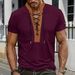 Men's Waffle-Knit Short-Sleeve T-Shirt – Slim Fit Casual Tee With Contrast Stitching & Drawstring Detail (White, Grey, Black, Red, Khaki, Green)_viptrois.com