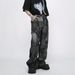 Men's Clothing High Street Washed Zipper Retro Jeans Spring And Summer Design Flared Paint Tie Dye Pants_viptrois.com