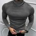 2023 Autumn Winter Long Sleeve T-Shirt Men's Solid Color High Neck Base Layer Undershirt Tee Top_viptrois.com