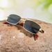 Small Square Metal Frame Sunglasses – Wood Grain Legs, Punk Style & Double Beam Design (Unisex)_viptrois.com