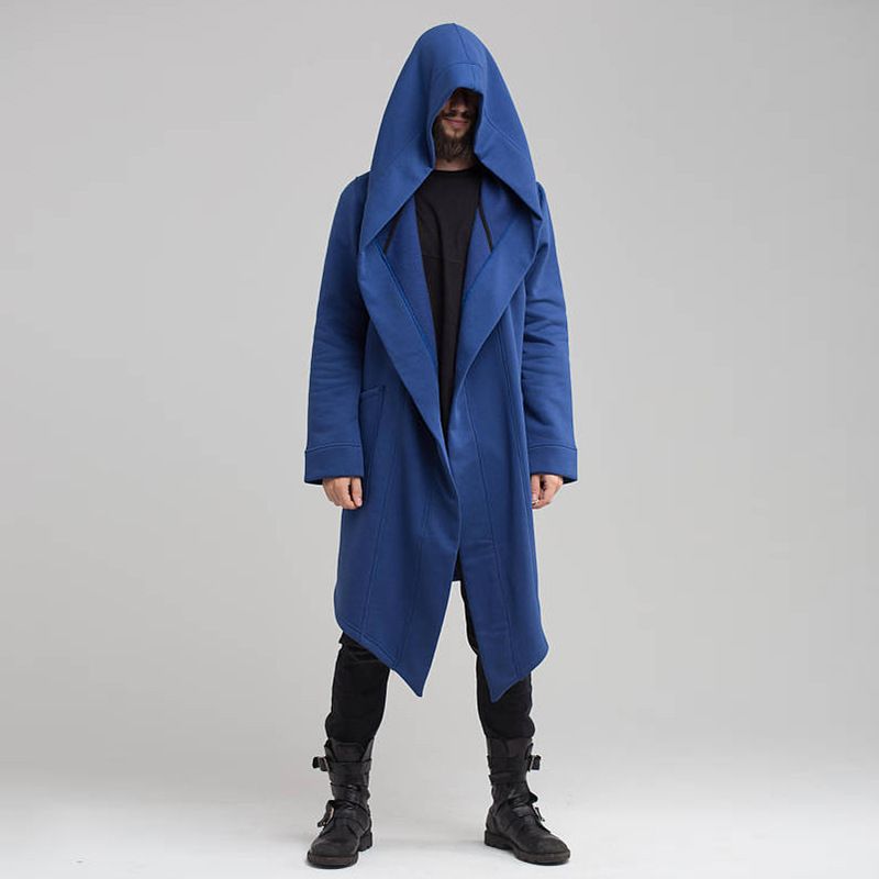 Men's Clothing windbreaker autumn and winter new cloak Men's coat long cardigan coat hooded sweatshirt_viptrois.com