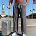 Men's Clothing Men's Casual Trousers Loose Straight Leg Solid Color Sports Pants Simple Design_viptrois.com