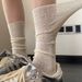 Summer Thin Solid Color Hollow Pile Socks Lace Calf Socks Show Leg Thin Socks Niche Retro Style Sexy Socks_viptrois.com