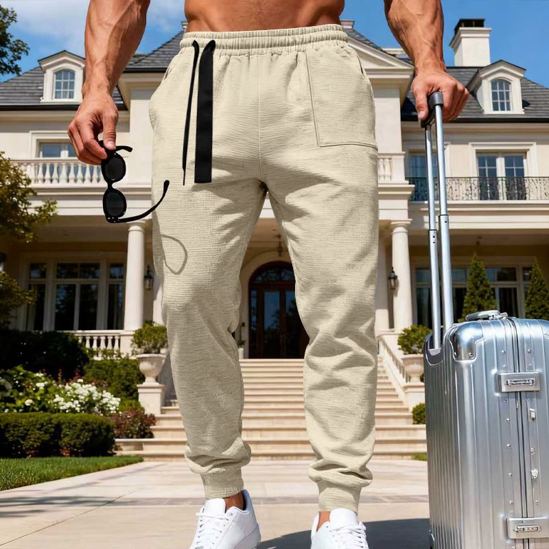 Men's Loose Fit Waffle Knit Casual Jogger Pants - Breathable Hip Hop Streetwear Sweatpants For All Seasons_viptrois.com